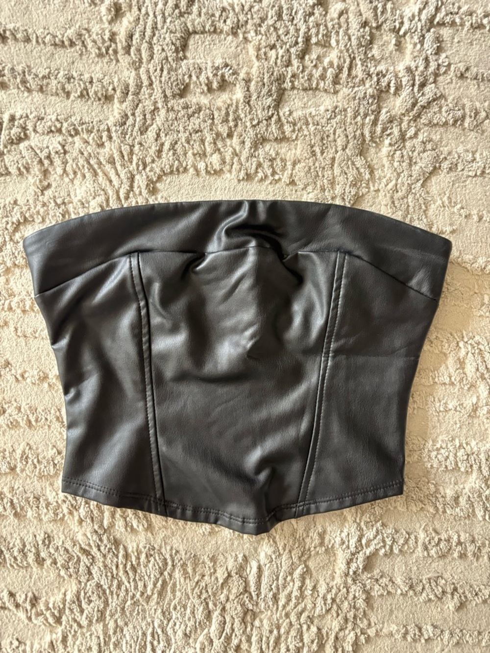 Altar'd State Black Faux Leather Strapless Bustier